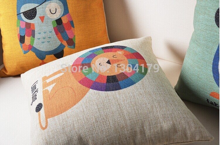 18*18'' printed owl cushion pillow case sofa linen dog cushion cover chair seat cushions animal style1