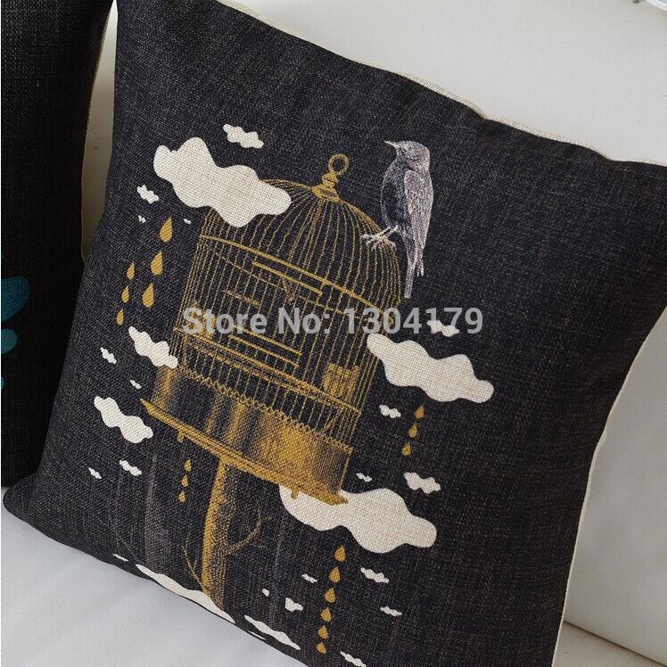 18'' decorative pillow case cotton linen big black zigzag cushion cover bedding pillow cushion 1pcs