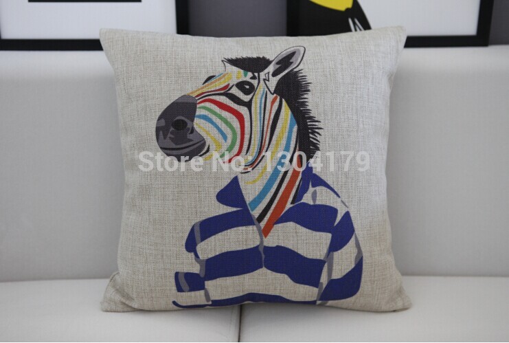 18" cool zebra printed classical culture linen home decorative pillow case pillow cover cushion cover