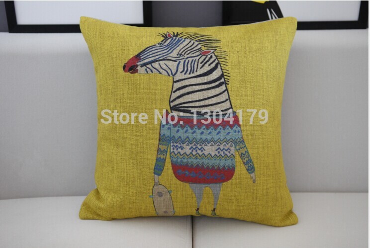 18" cool zebra printed classical culture linen home decorative pillow case pillow cover cushion cover