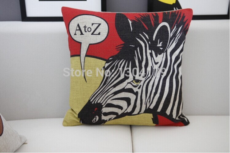 18" cool zebra printed classical culture linen home decorative pillow case pillow cover cushion cover