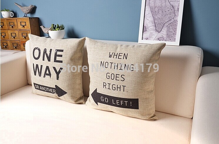 18"cotton linen fabrics pillow sham pillow cover arrow go west come as you are one way way street cushion cover pillowcase