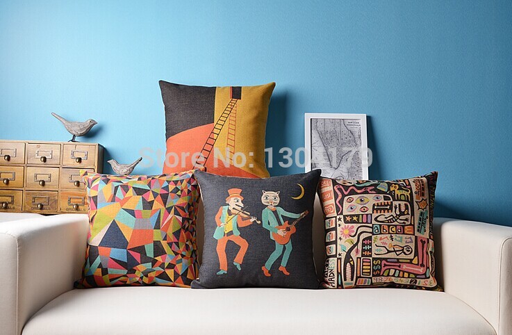 18" pillows decorate linen cushion cover boy and gril pillow cover sofa decorative pillows 4pcs