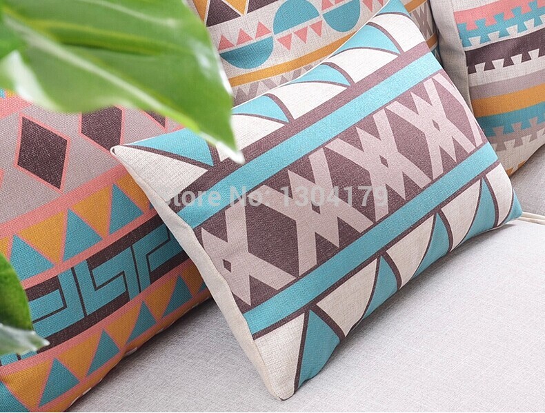 18" ray lines illusion geometric pattern retro vintage linen decorative pillow case pillow cover cushion cover