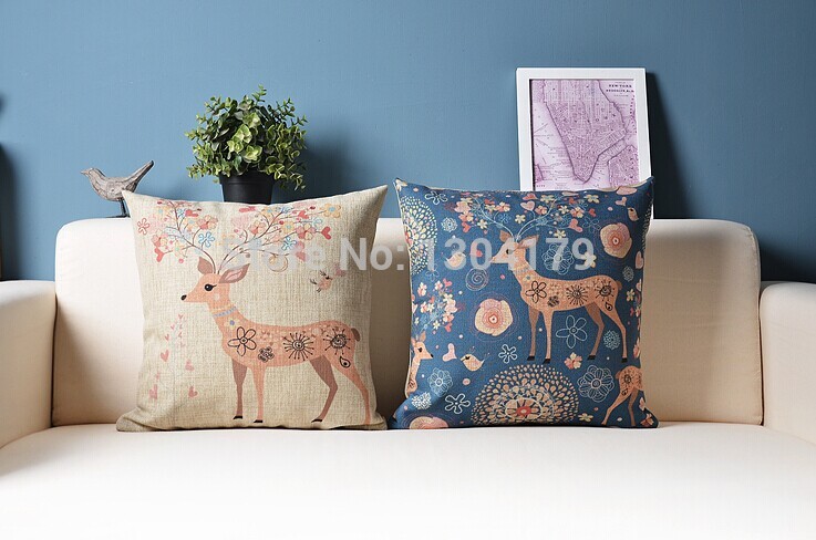 18"x18"pink chirstmas gift deer china manufacture outdoor cushion/home decoration custom cushion with printing