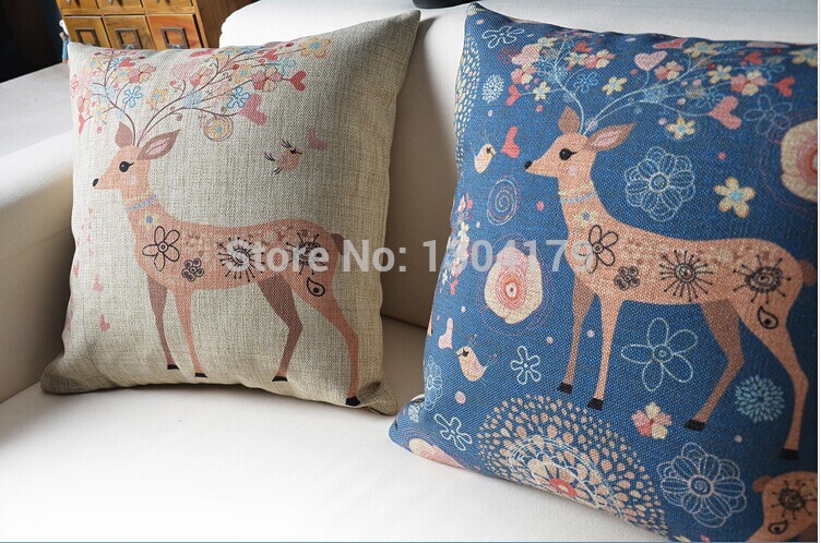 18"x18"pink chirstmas gift deer china manufacture outdoor cushion/home decoration custom cushion with printing