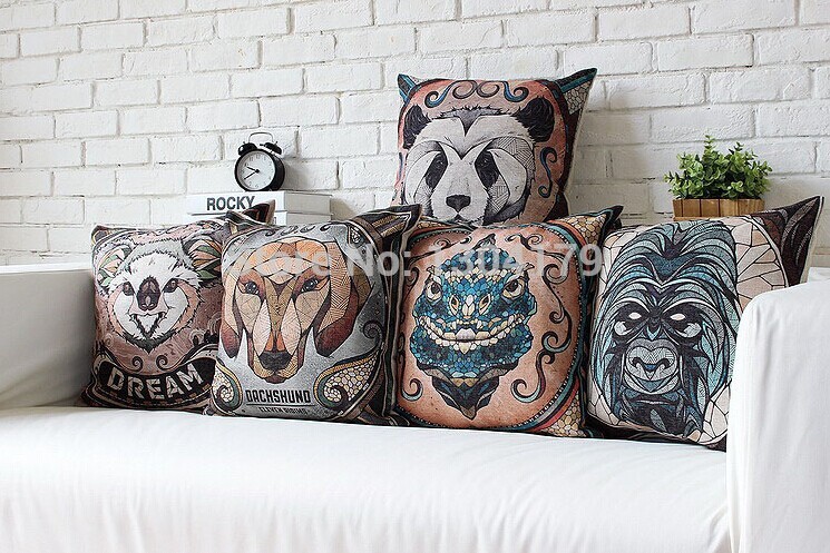 2014 animal panda snake and dog cartoon cotton and linen pillow household sofa cushion cushion for leaning on