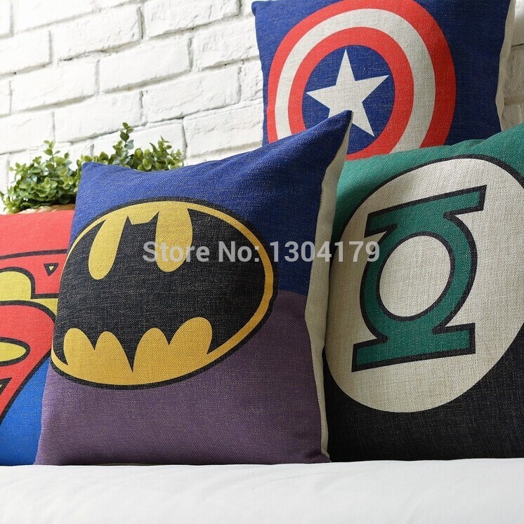 2014 new style superman batman pillow case green lantern captain america iron man dwyane wade cartoon cushion