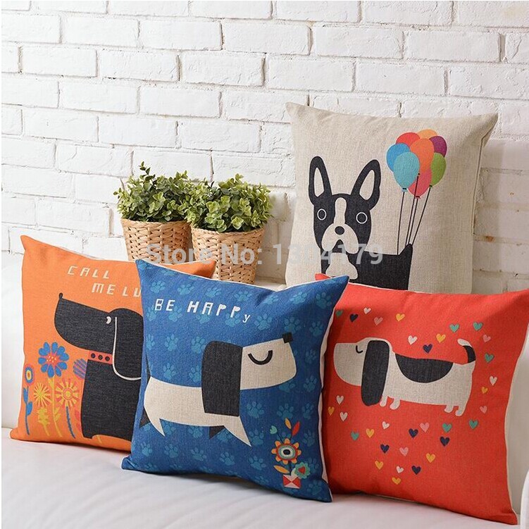 2014 rushed vintage four season sofa seat car cushion cover throw case home decoration romantic dog coulpe love