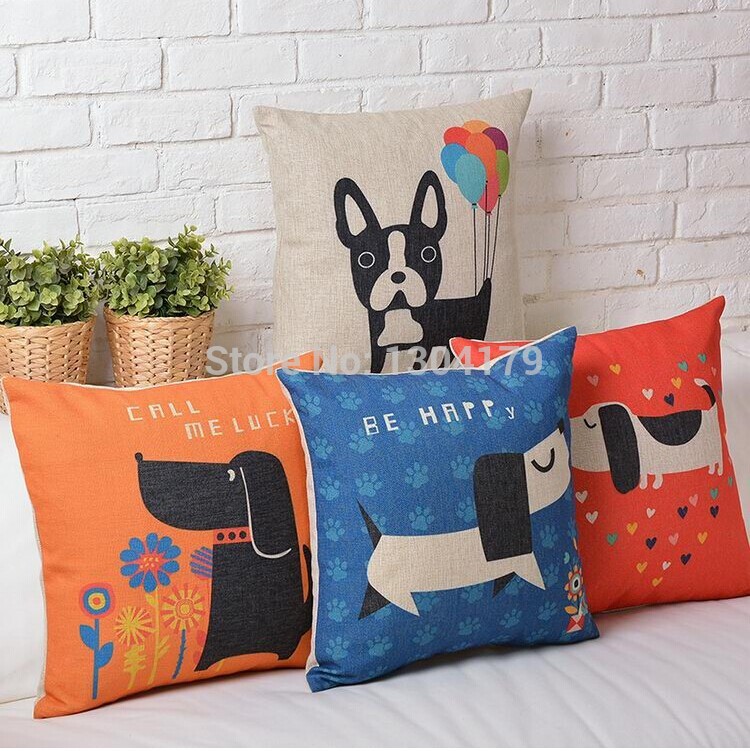 2014 rushed vintage four season sofa seat car cushion cover throw case home decoration romantic dog coulpe love