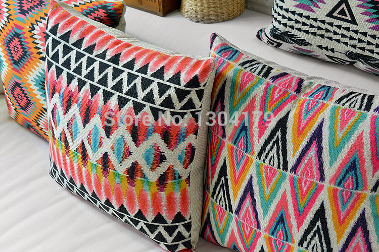 2015 new arrived colorful cushion pillow sofa car decorative linen cotton printed throw pillow cushions bohemia europe fashion