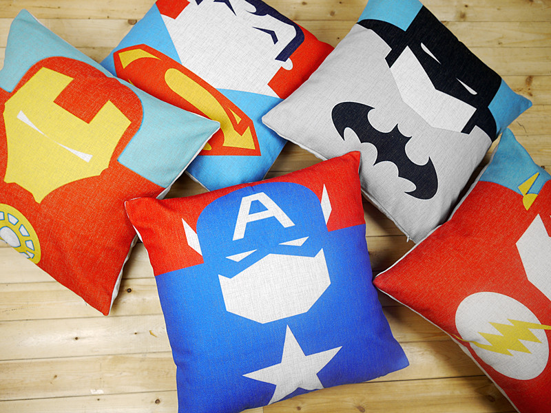 2015 new arrived decorative car pillows fashion superheroes cushion creative us drama surrounding burlap pillowcase