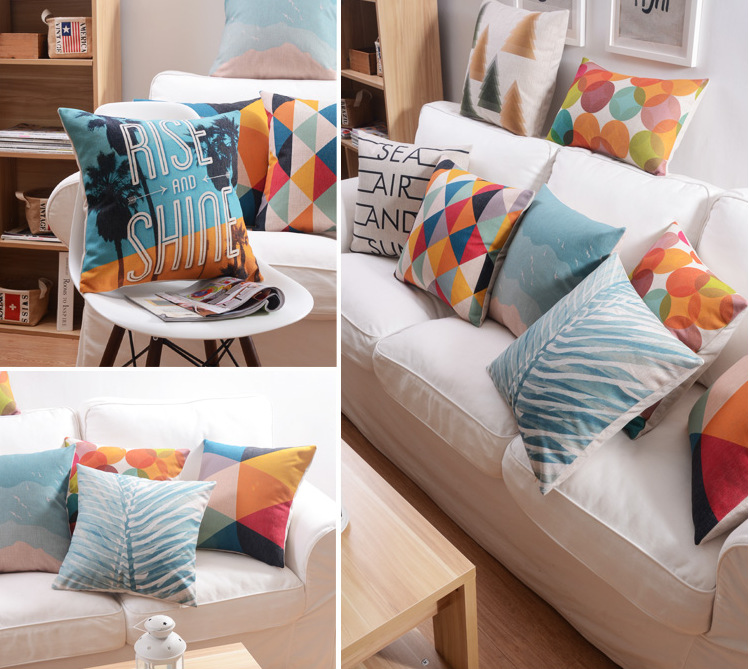 2015 new arrived fresh sofa decorative pillow covers colorful geometric home decoration pillowcase abstraction cushion cover