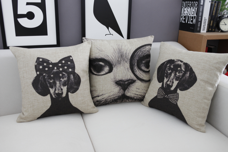 2015 new black and white dog and cat pillow cotton animals cushion for car home decor sofa cushions office nap cushion18"