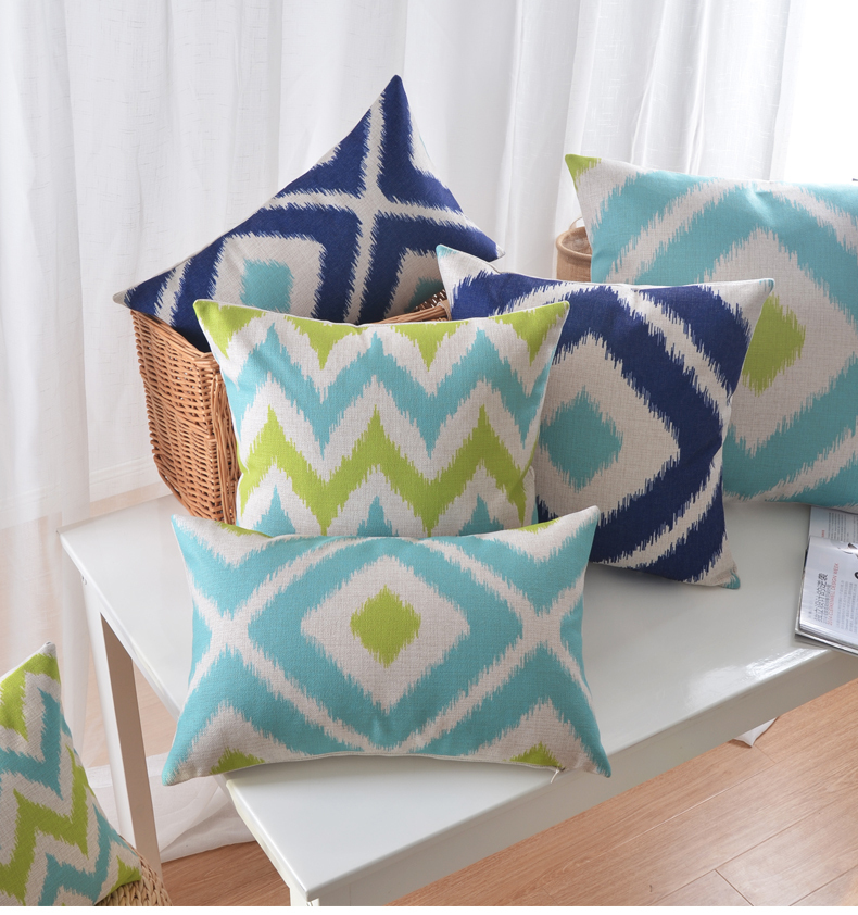 2015 new blue and green cushions car pillow wave geometric dot wavy line home decor pillowcase sofa cushion