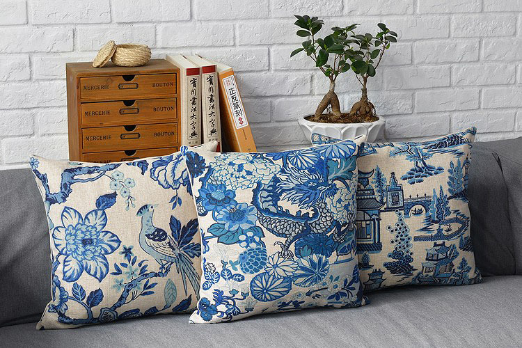 2015 new chinese style sofa cushion decorative throw pillows american pillow case personalized classic blue bird pattern