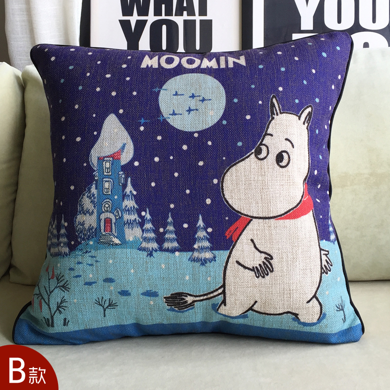 2015 new creative cartoon retro cute moomin cushion cover cartoon pillow cover for office home decor sofa cushions 45*45cm