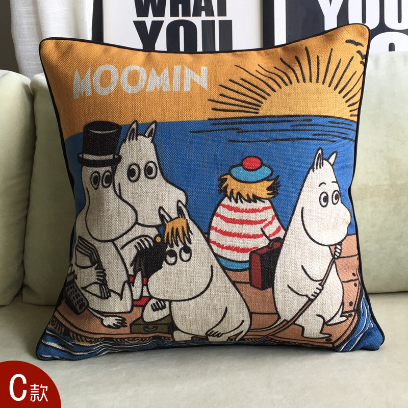 2015 new creative cartoon retro cute moomin cushion cover cartoon pillow cover for office home decor sofa cushions 45*45cm