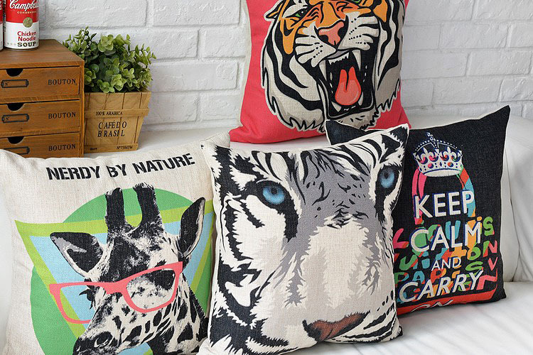 2015 new fashion america style pillowcase cute cartoon animals home decor cushion pillows tiger deer throw pillows