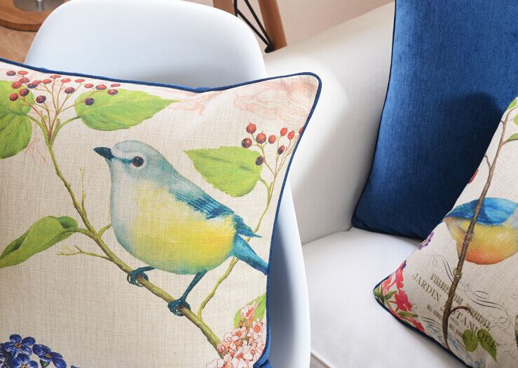 2015 new flower and bird designs, european rustic home decor pillow cases, printing,cushion covers for sofa,pillow cover