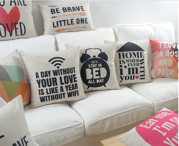 2015 new home decor cotton linen decorative throw pillow cushion proverb words square 18" sofa cushion set