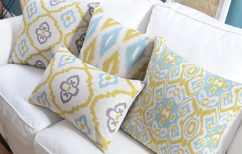 2015 new vintage cotton linen cushion pillow case yellow grey geometric sofa cushion home decor