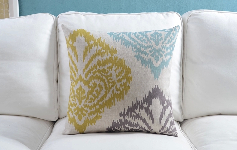 2015 new vintage cotton linen cushion pillow case yellow grey geometric sofa cushion home decor