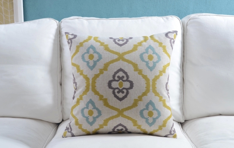 2015 new vintage cotton linen cushion pillow case yellow grey geometric sofa cushion home decor