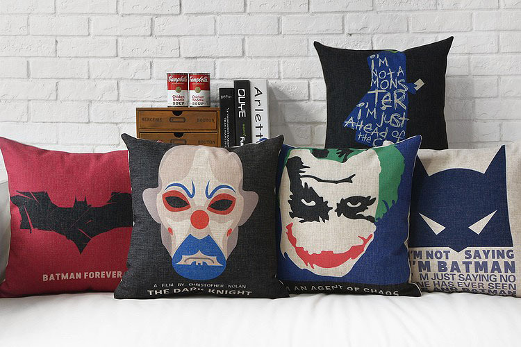 2015new cotton and linen sofa cushion batman and crown movie posters pop office hold pillow case for 43 * 43