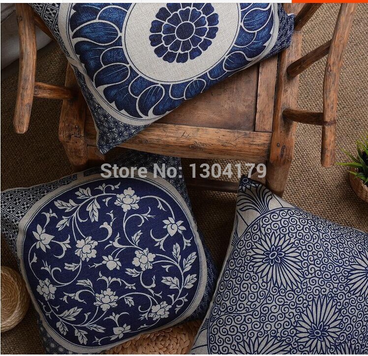 2104 new arrived blue patterns home pillow cover,sofa cushions ,blue throw pillow,cotton linen decorative pillow, pillowcase