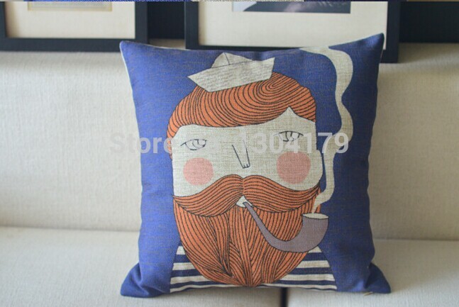 2pcs blue lovers pillow cover, gifts,bearded pillows cushion covers for sofa,pillowcase, home decor