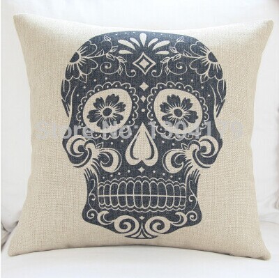 2pcs/lot 2014 new printing cushion cover watercolor skull headdress pillow cover sofa cover decorative pillows