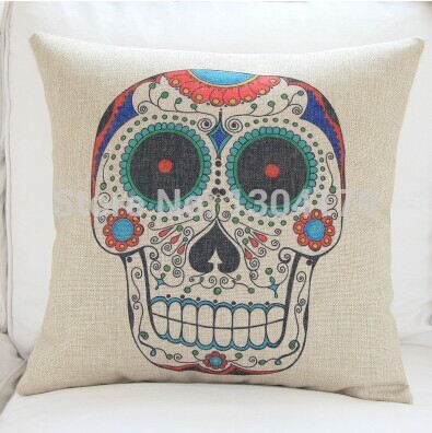 2pcs/lot 2014 new printing cushion cover watercolor skull headdress pillow cover sofa cover decorative pillows