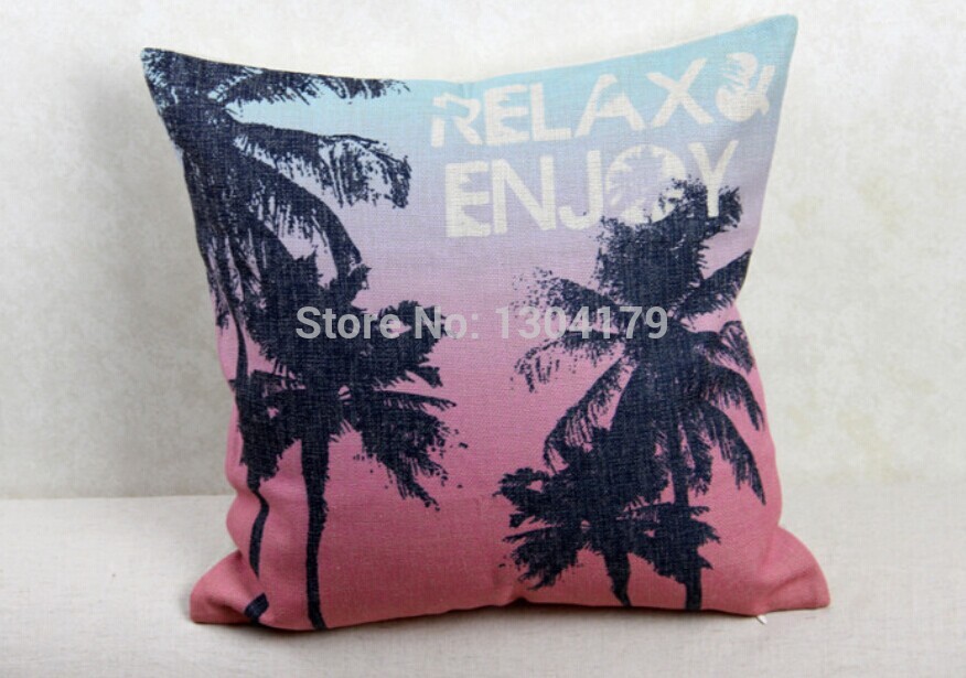 2pcs/lot fashion cushion pillow palm tree pillowcase cotton linen cushions home decor 2pcs vintage sofa cover