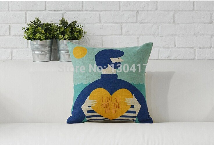 2pcs/lot love couple lovers thick cotton linen cushion linen pillow cover pillow cushions sofa car cushions linen pillow