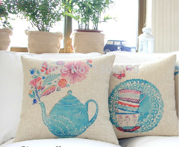 3pcs/lot blue and white porcelain printing pillow cushion cover, linen cotton decoration for home sofa,3designs for choice