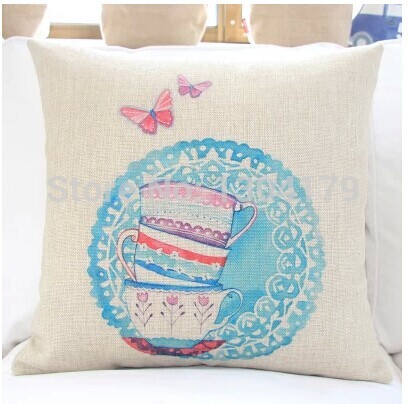 3pcs/lot blue and white porcelain printing pillow cushion cover, linen cotton decoration for home sofa,3designs for choice