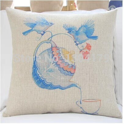 3pcs/lot blue and white porcelain printing pillow cushion cover, linen cotton decoration for home sofa,3designs for choice