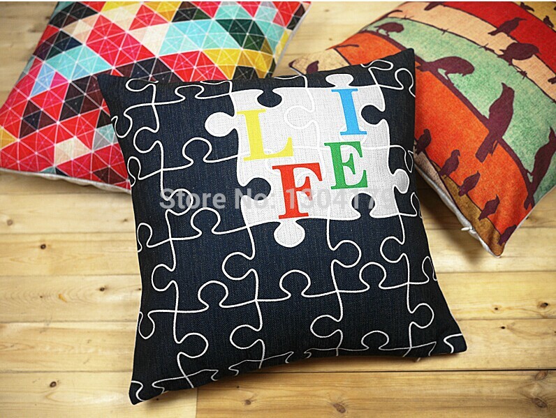 3pcs/lot home decor cotton linen decorative throw pillow cover cushion cover abstract cross lattice designs square 18"