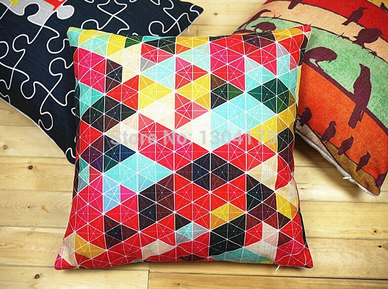 3pcs/lot home decor cotton linen decorative throw pillow cover cushion cover abstract cross lattice designs square 18"