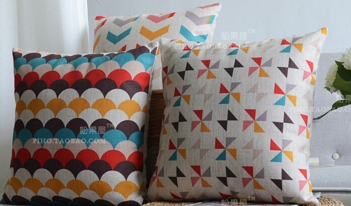 3pcs minimalist geometric combination linen cotton pillow cushion sofa cushion decorative pillow whole