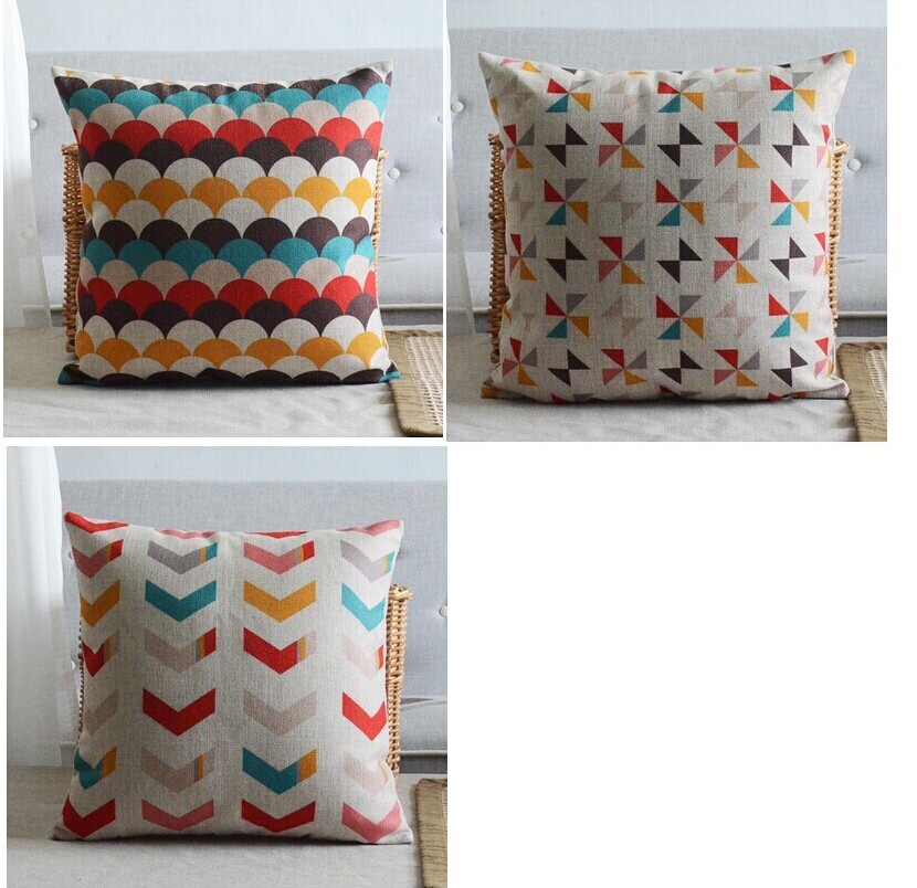 3pcs minimalist geometric combination linen cotton pillow cushion sofa cushion decorative pillow whole