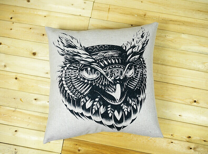 3pcs new home decorative sofa cushion cover throw pillow case 18" vintage decorbox cotton linen square cute cartoon owl