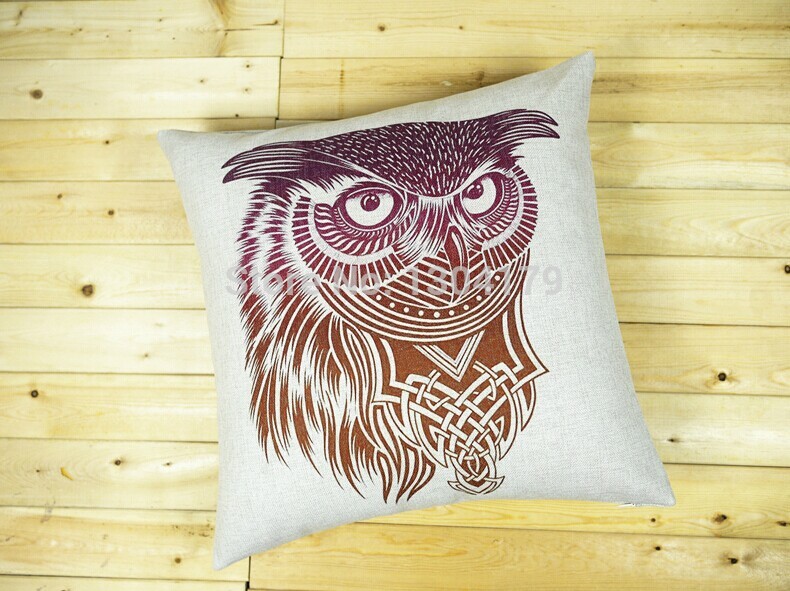 3pcs new home decorative sofa cushion cover throw pillow case 18" vintage decorbox cotton linen square cute cartoon owl