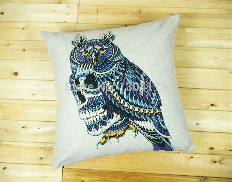 3pcs new home decorative sofa cushion cover throw pillow case 18" vintage decorbox cotton linen square cute cartoon owl