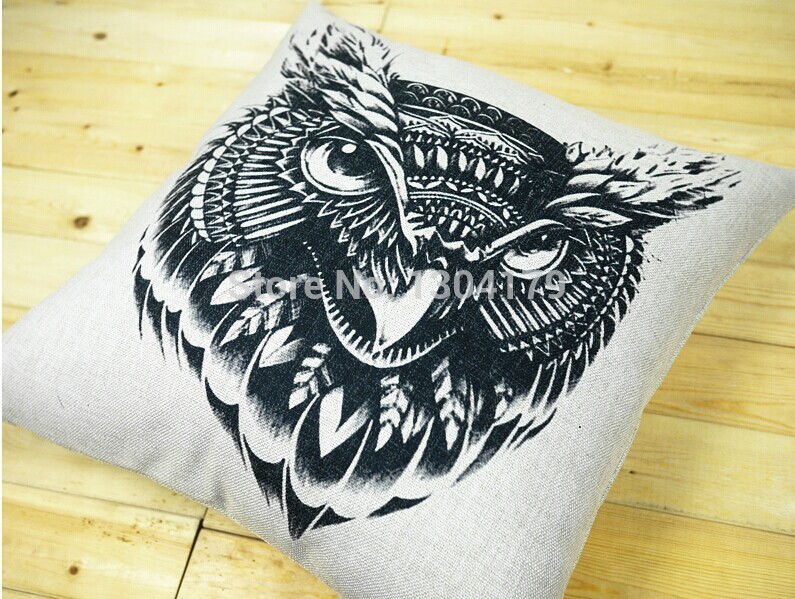 3pcs new home decorative sofa cushion cover throw pillow case 18" vintage decorbox cotton linen square cute cartoon owl