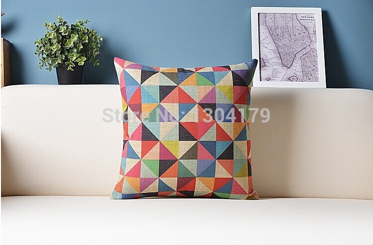 (4 pieces/lot) 18"(45x45cm) abstract decorative pillow case rainbow geometry printed pillow cover sofa cushion cover home decor