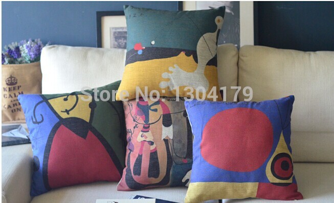 4 pieces/lot) 18"(45x45cm) abstract painting decorative pillow case rainbow geometry printed pillow cover sofa cushion cover