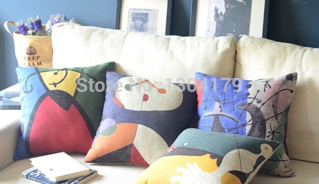 4 pieces/lot) 18"(45x45cm) abstract painting decorative pillow case rainbow geometry printed pillow cover sofa cushion cover