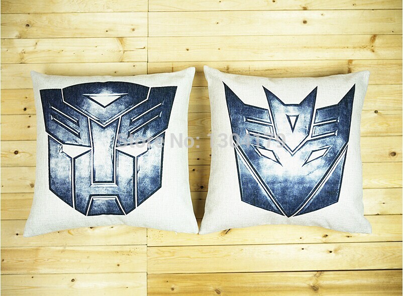 45*45 transformers 2pattern pillowcase home decorative cotton linen throw pillow/cushion cover for sofa/chair/car/decor